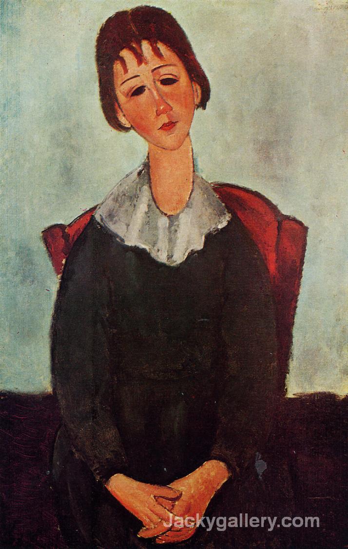 Girl on a Chair (aka Mademoiselle Huguette) by Amedeo Modigliani paintings reproduction